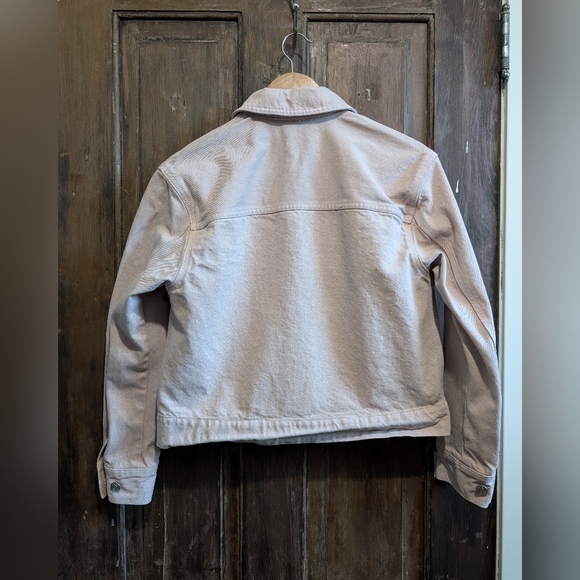 Wilfred Blush Pink Minimalist Cropped Denim Jacket, Size XXS - Picture 12 of 13